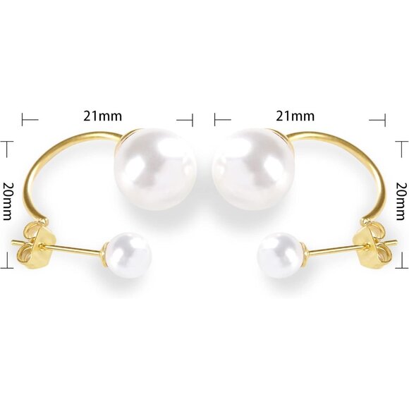 ⚡Gold Pearl Earrings for Women Elegant Double Side Stud Classic Jewelry Gift - Picture 2 of 2